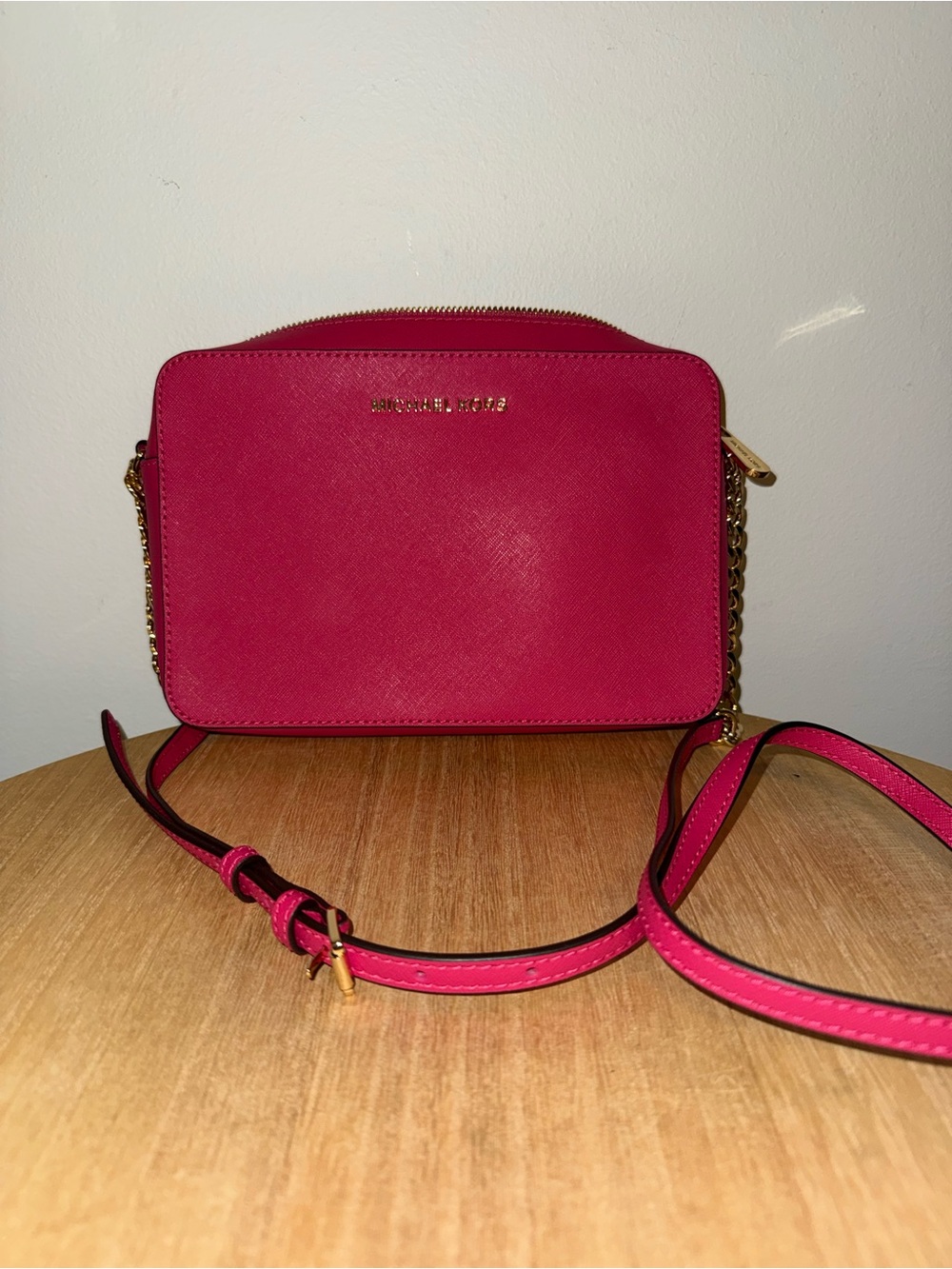 Michael Kors Fuchsia Saffiano Crossbody Camera Bag